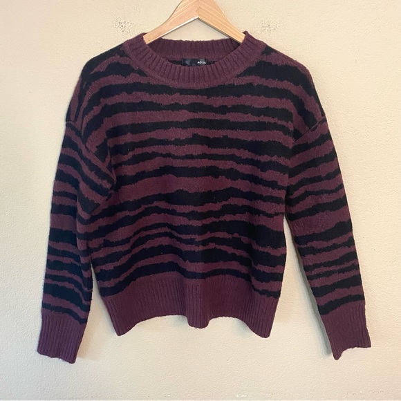 Aqua Zebra Stripe Drop Shoulder Sweater - Picture 2 of 6